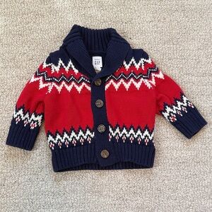 GAP baby Navy and Red Patterned Sweater 3-6 months